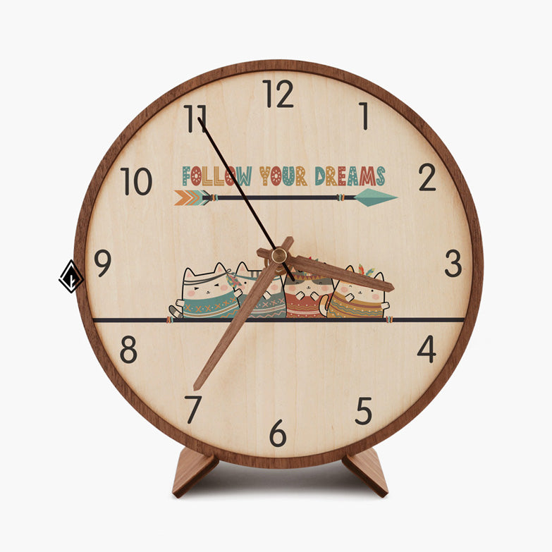 Follow Your Dreams Wooden Maple Desk Clock