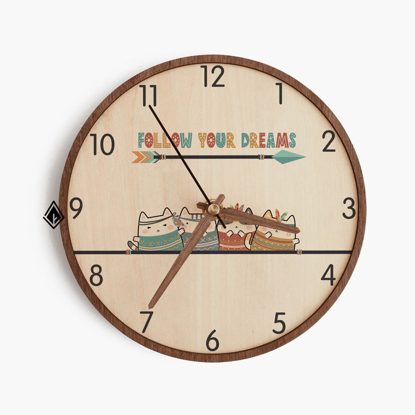 Follow Your Dreams Wooden Maple Desk Clock