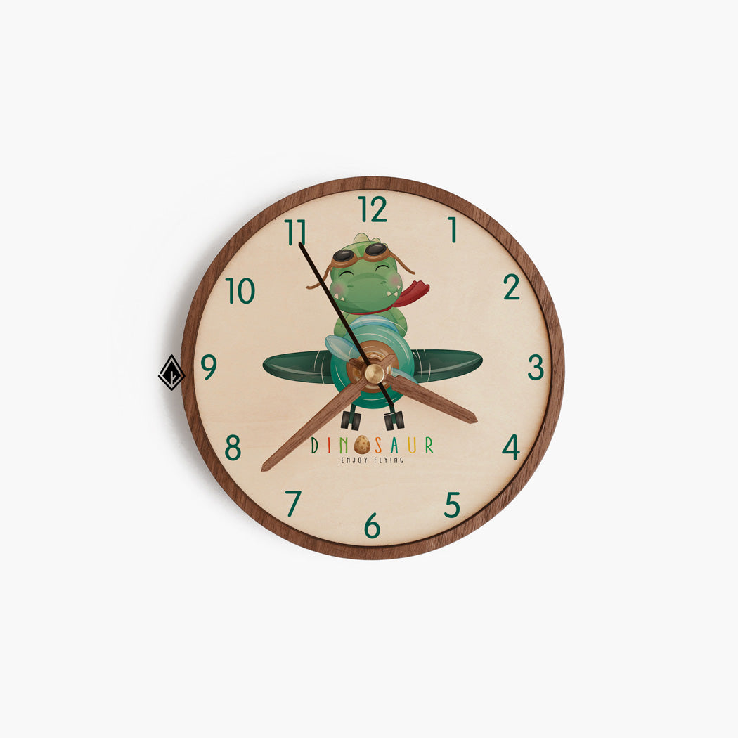 Dinosaur Enjoy Flying Wooden Maple Desk Clock
