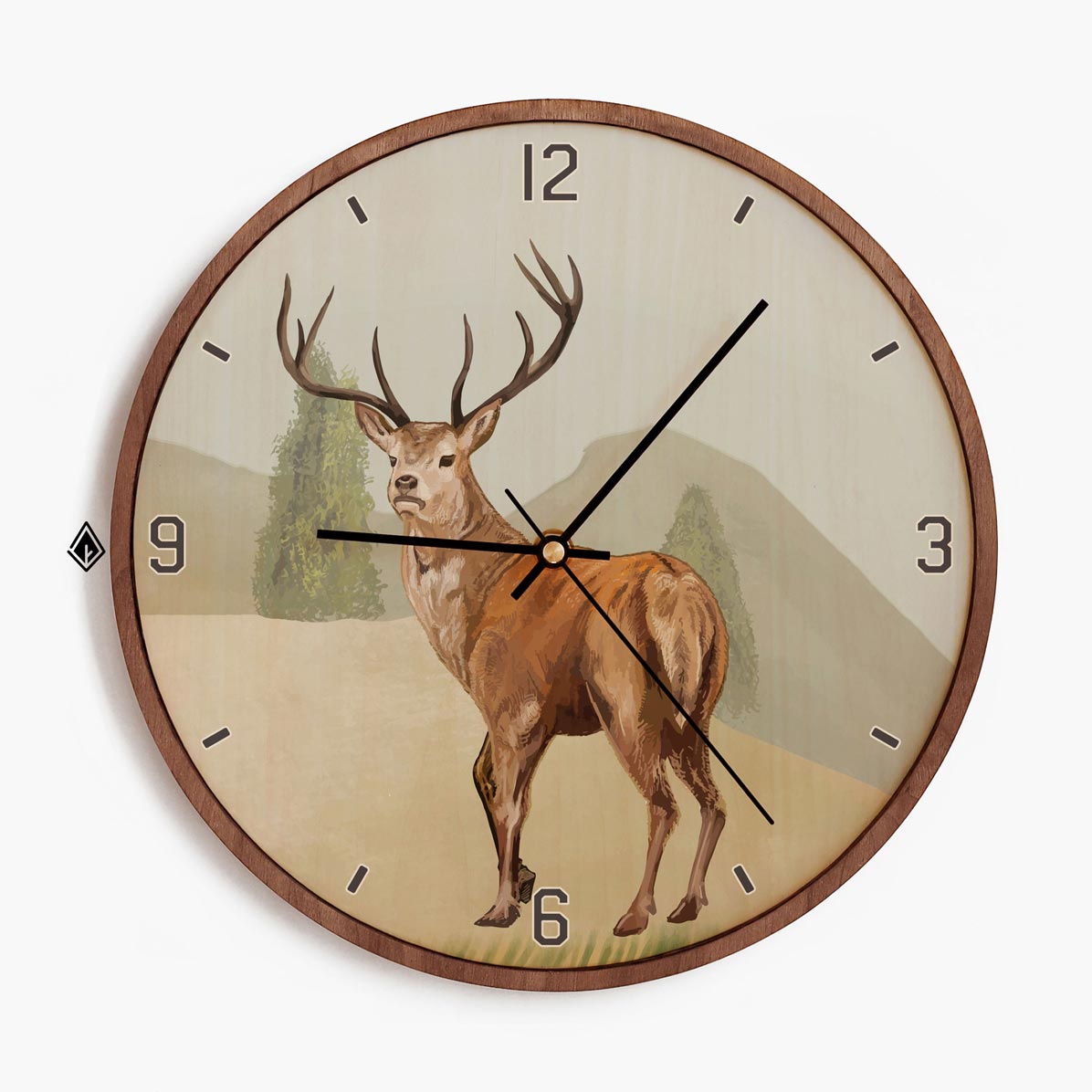 Wooden Wall Clocks Deer In Forest