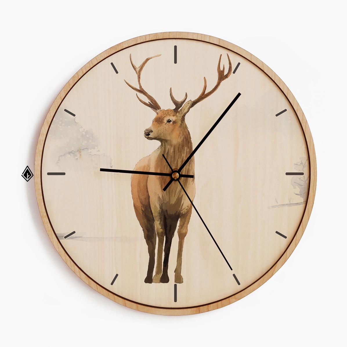 Wooden Wall Clocks Deer in Snow