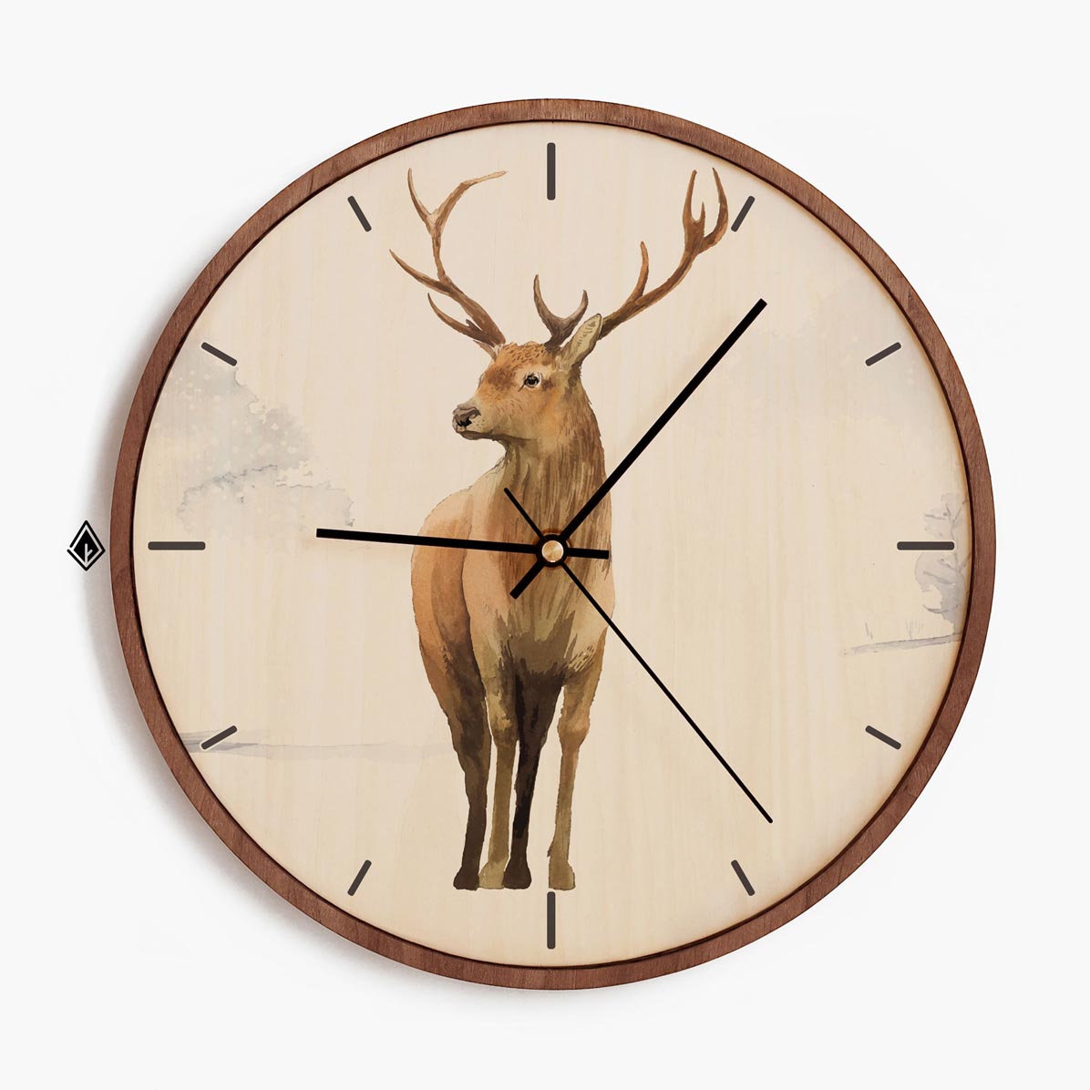Wooden Wall Clocks Deer in Snow