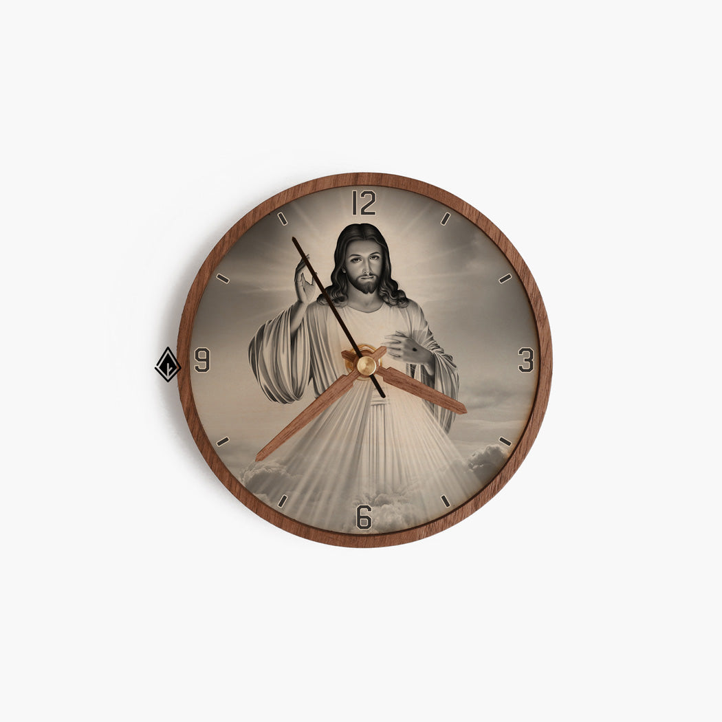 Jesus Christ Wooden Maple Desk Clock