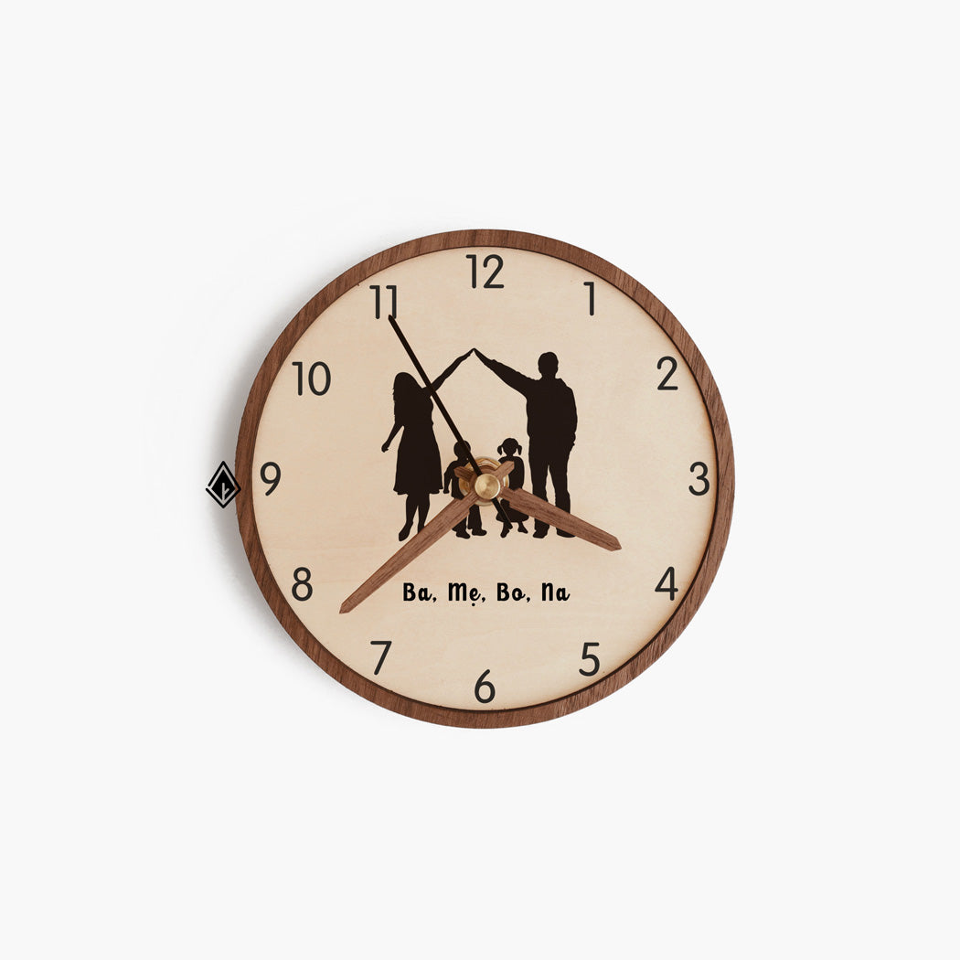 Home Is Where Family Is Wooden Maple Desk Clock