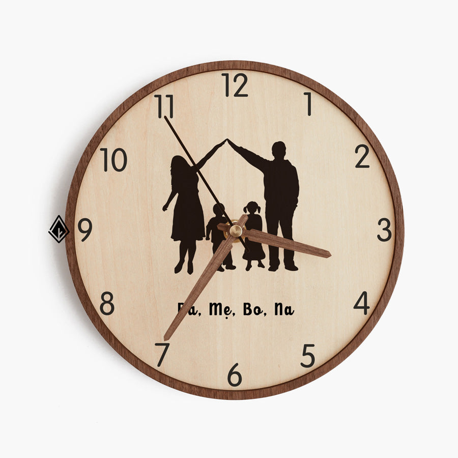 Home Is Where Family Is Wooden Maple Desk Clock