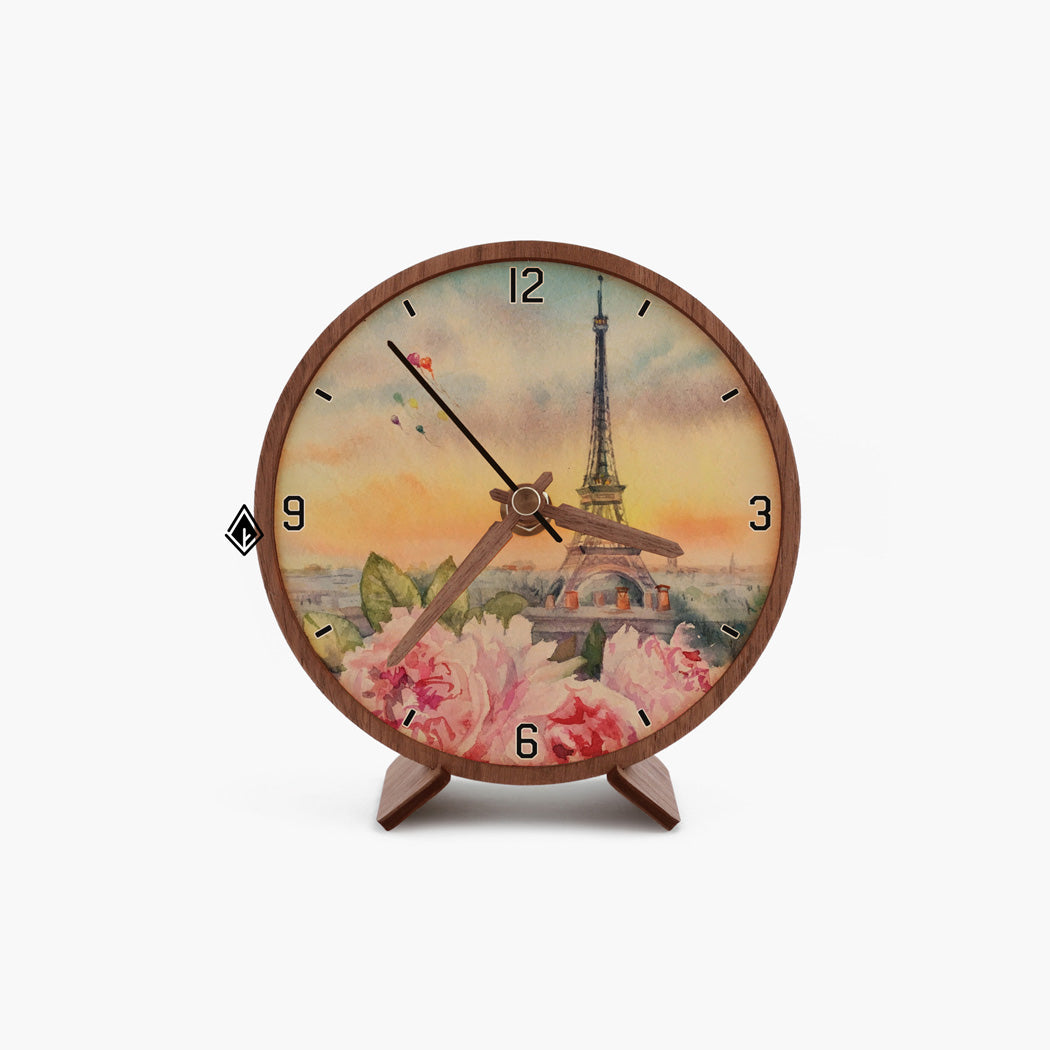 Paris Romance Wooden Maple Desk Clock