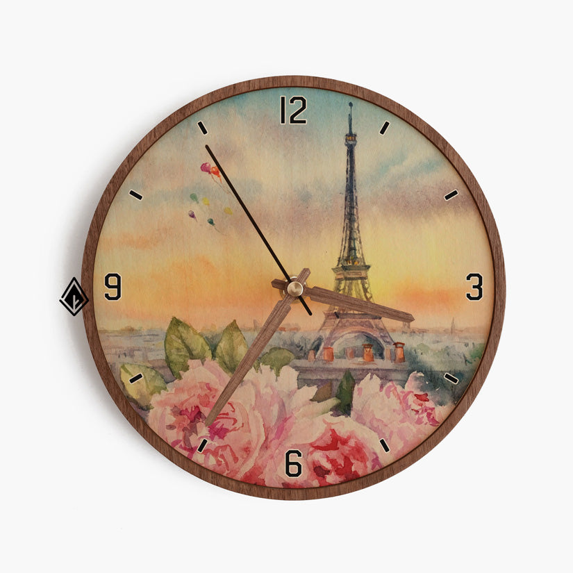 Paris Romance Wooden Maple Desk Clock
