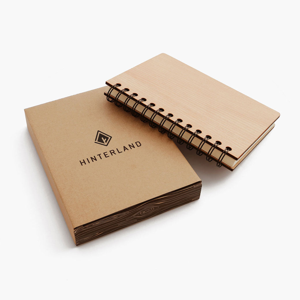 Green check maple wooden notebook