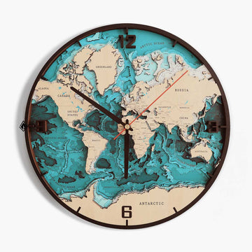 World Wooden Wall Clock | Black Border (Special Edition)