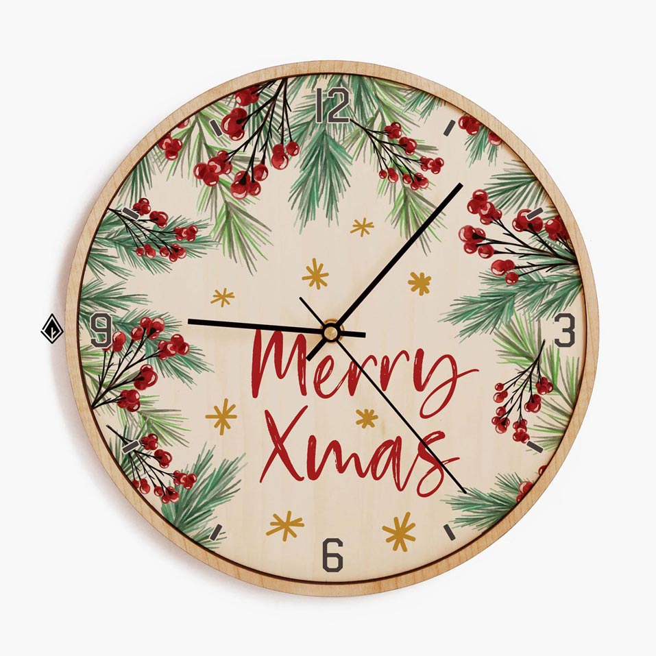 Wooden Wall Clocks Merry Christmas