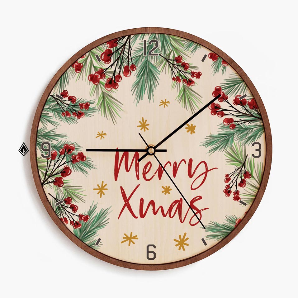 Wooden Wall Clocks Merry Christmas