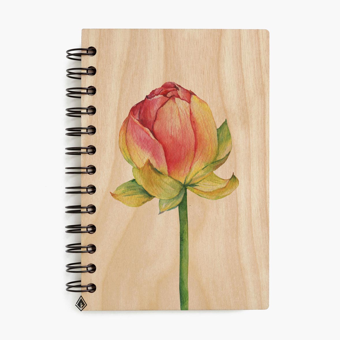 Lotus bud maple wooden notebook