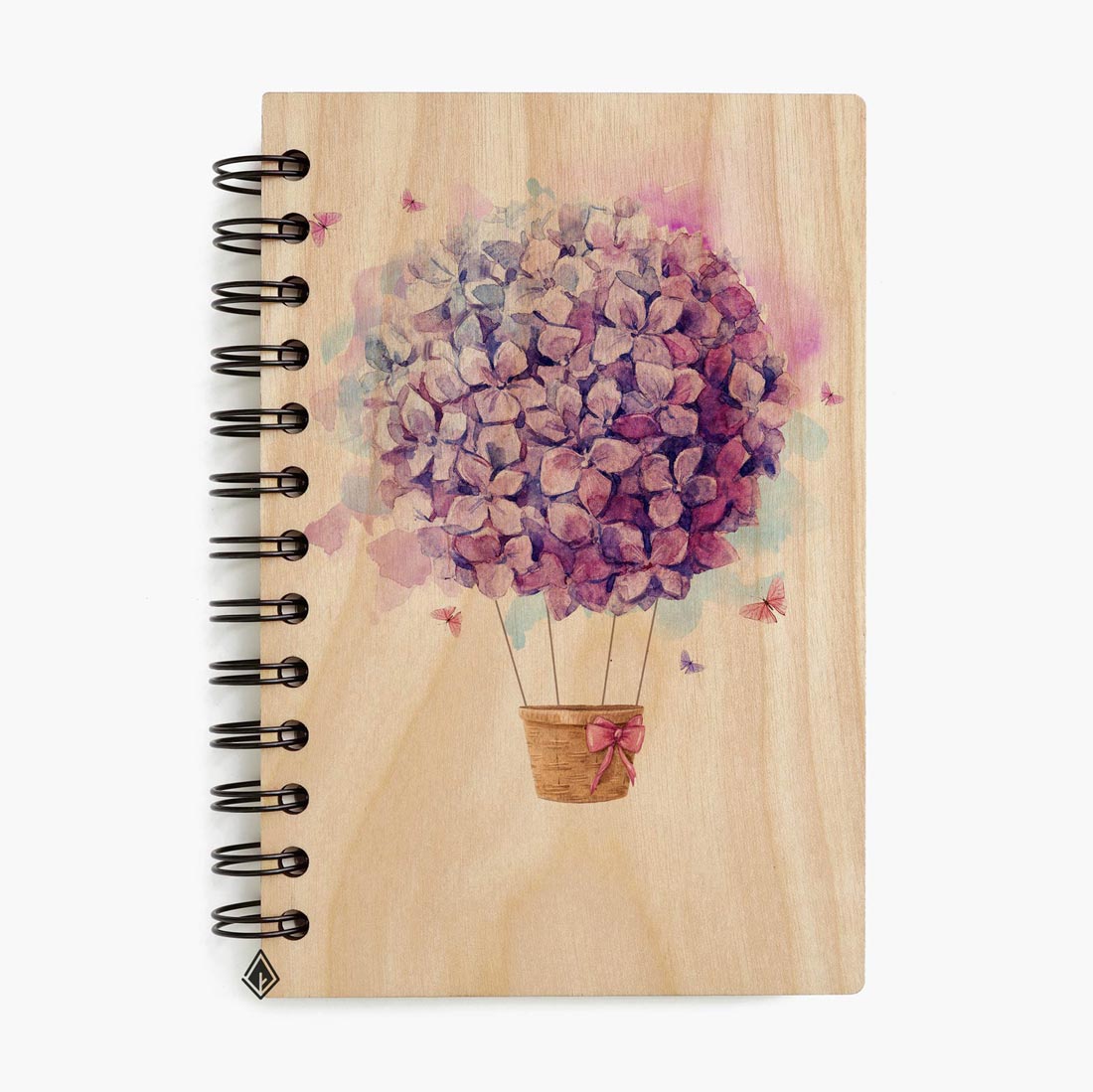 Hydrangea maple wooden notebook