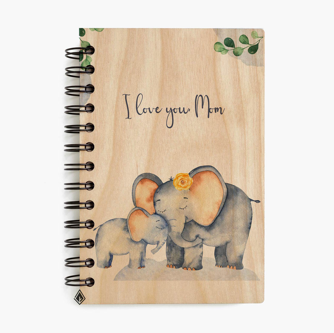 Elephants maple wooden notebook