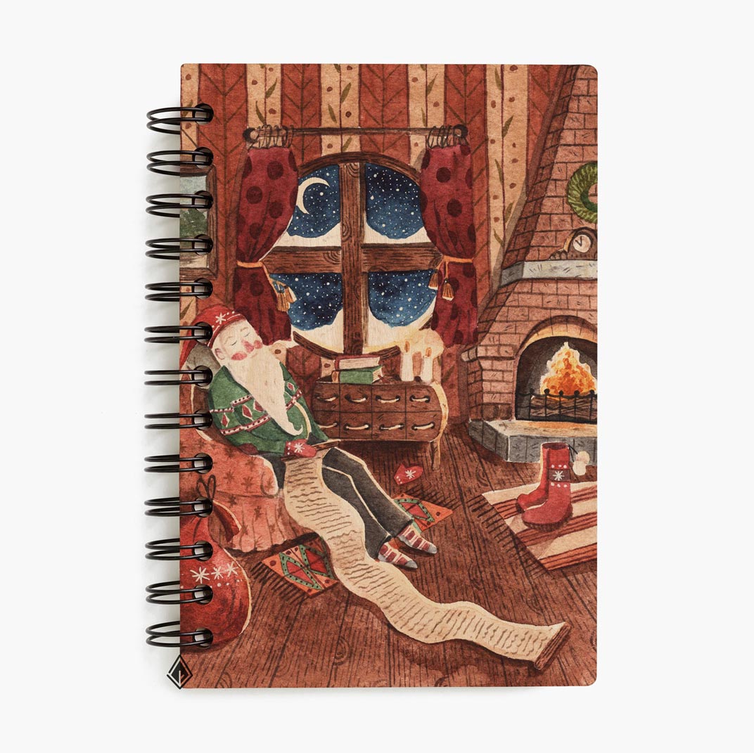Christmas wish list maple wooden notebook