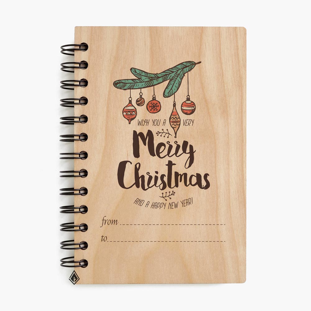 Merry Christmas to ... maple wooden notebook