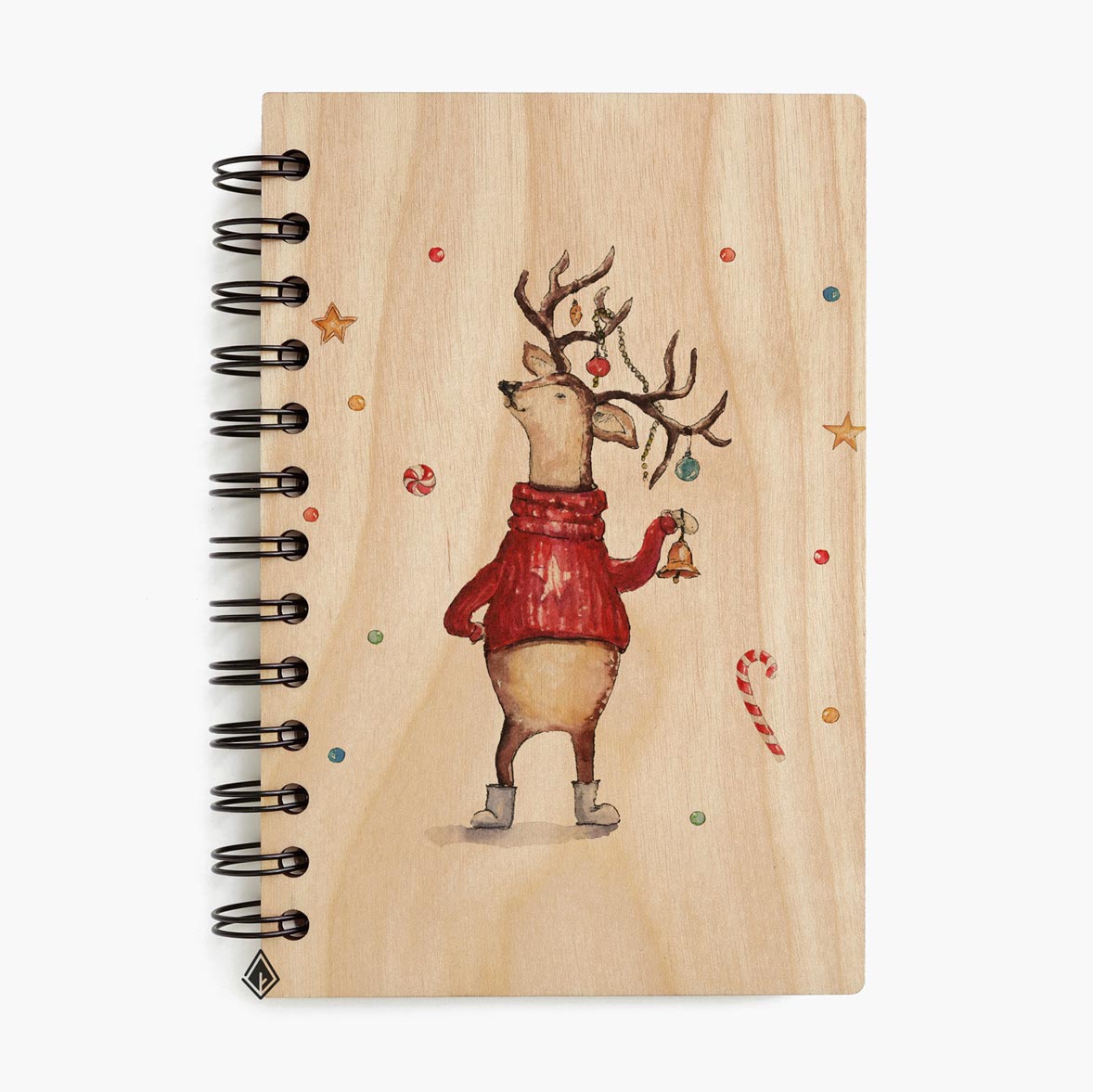 Christmas deer maple wooden notebook