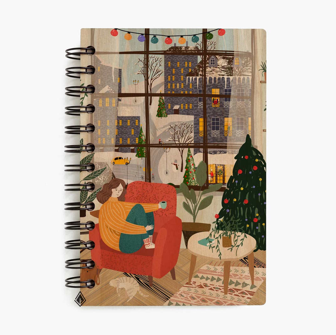 Enjoy Christmas time maple wooden notebook