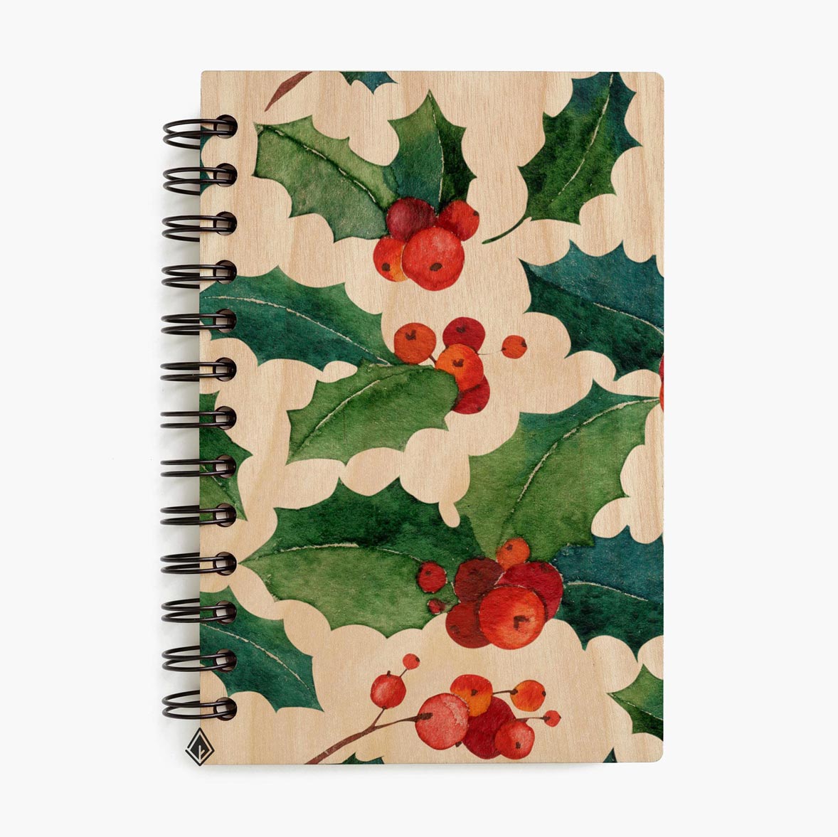 Green holly maple wooden notebook