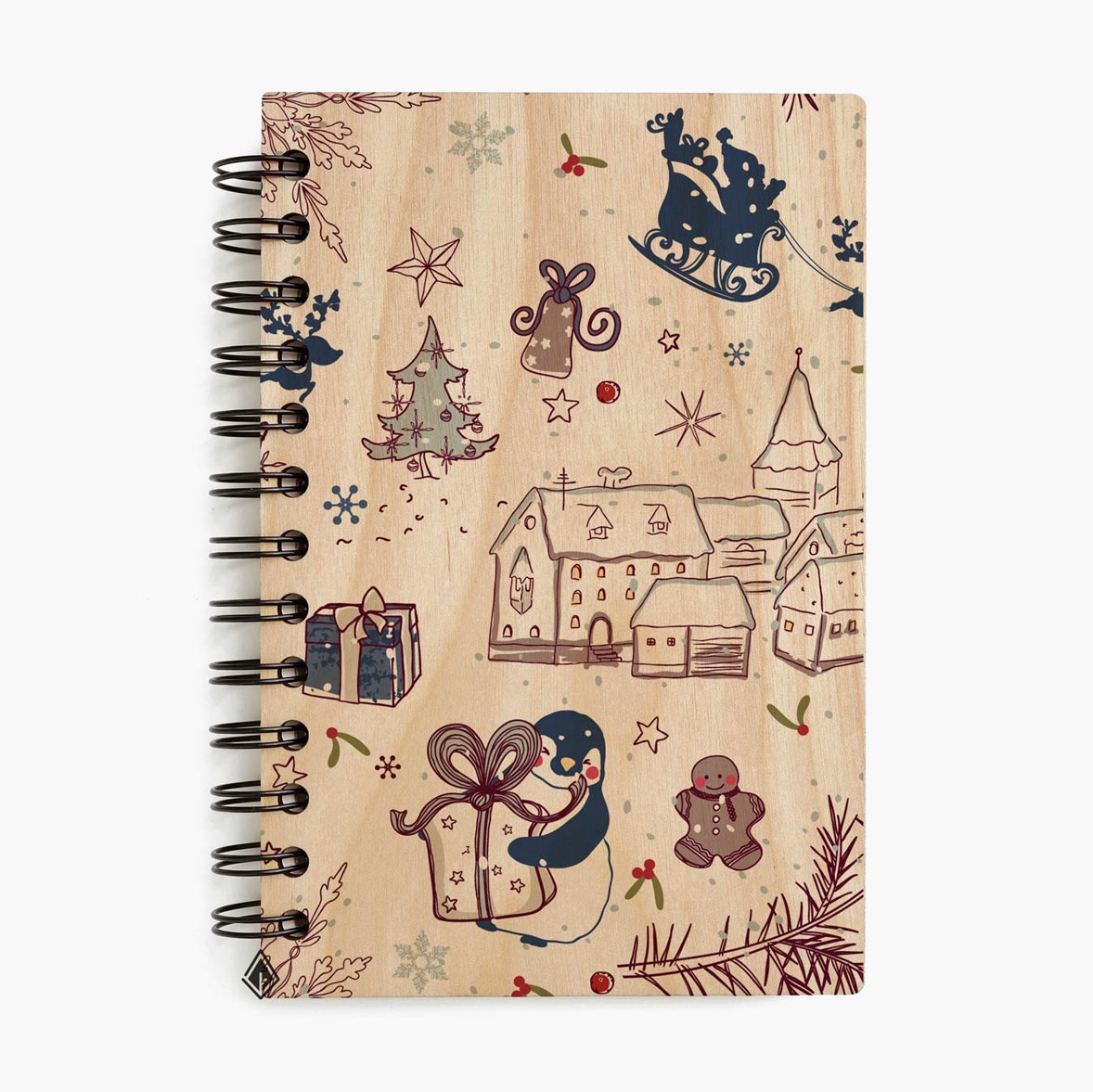 Christmas pattern maple wooden notebook