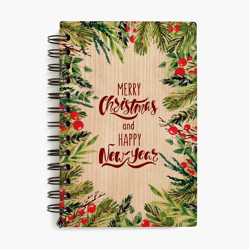 Christmas and New Year maple wooden notebook