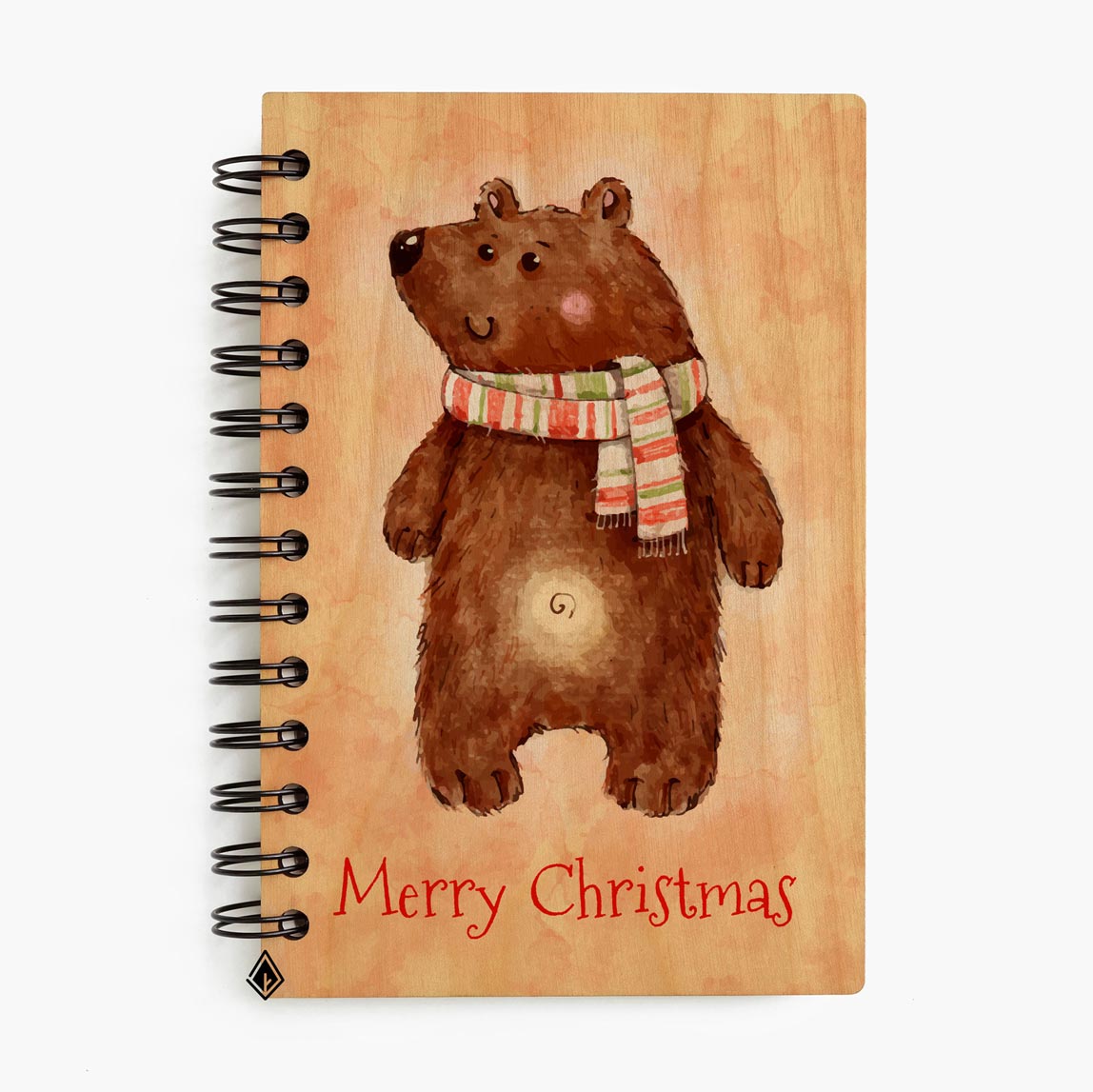 Christmas bear maple wooden notebook