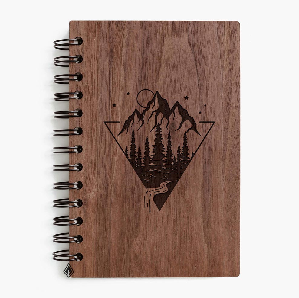 Mountain walnut wooden notebook