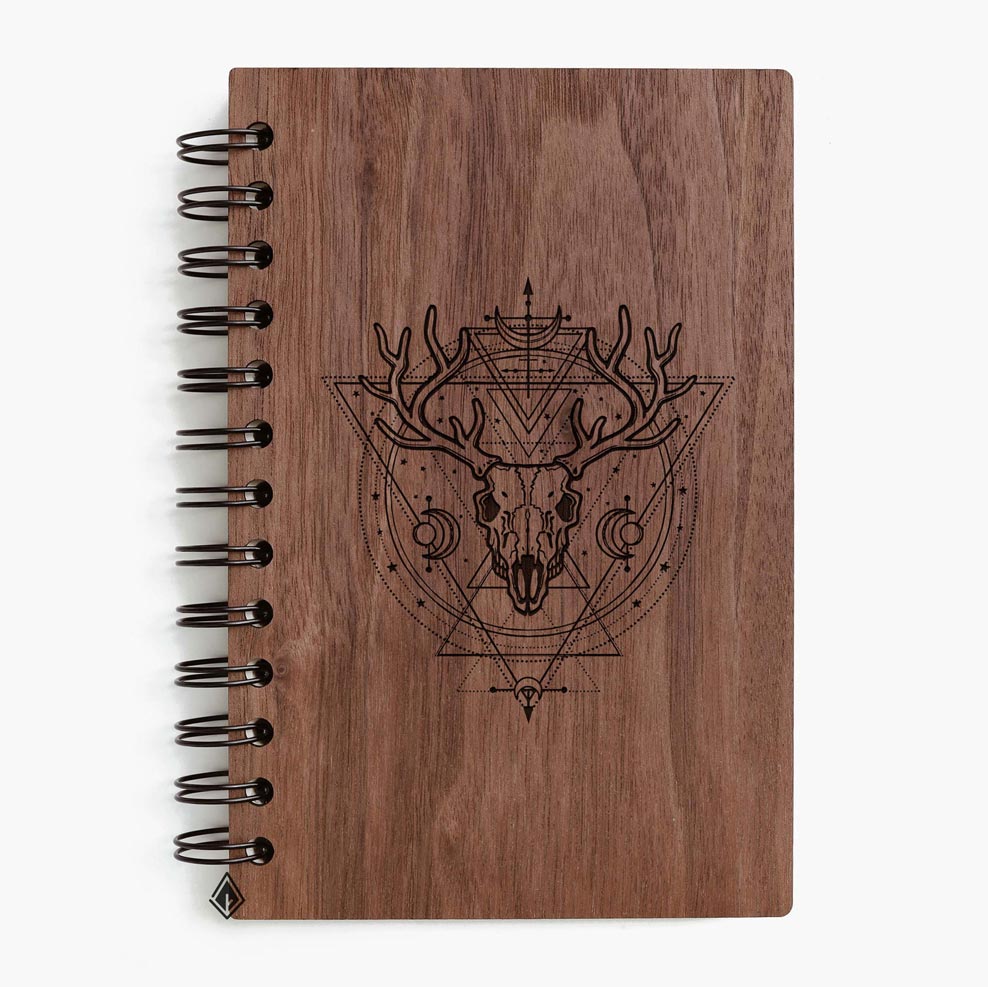 Deer head walnut wooden notebook