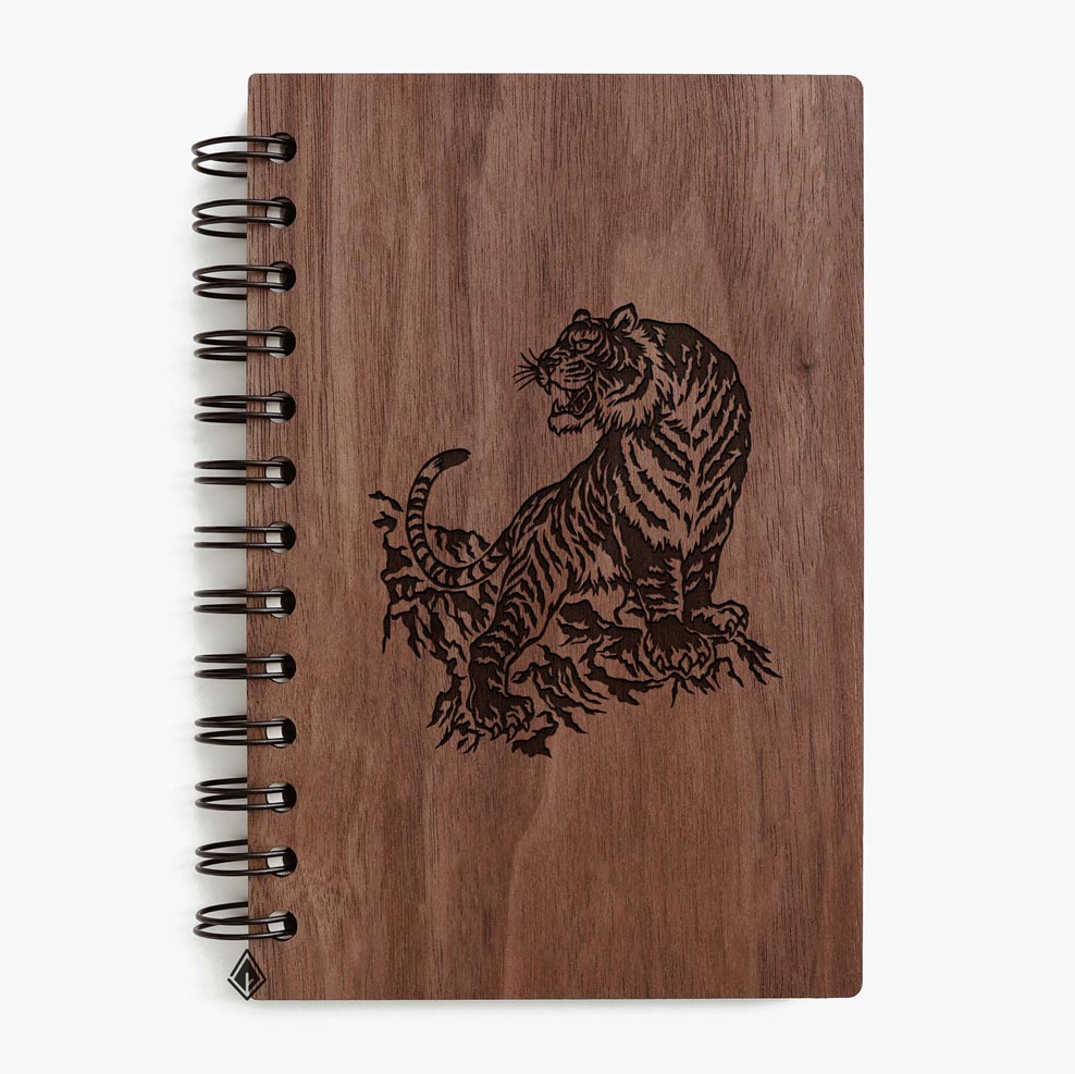 Strong tiger walnut wooden notebook