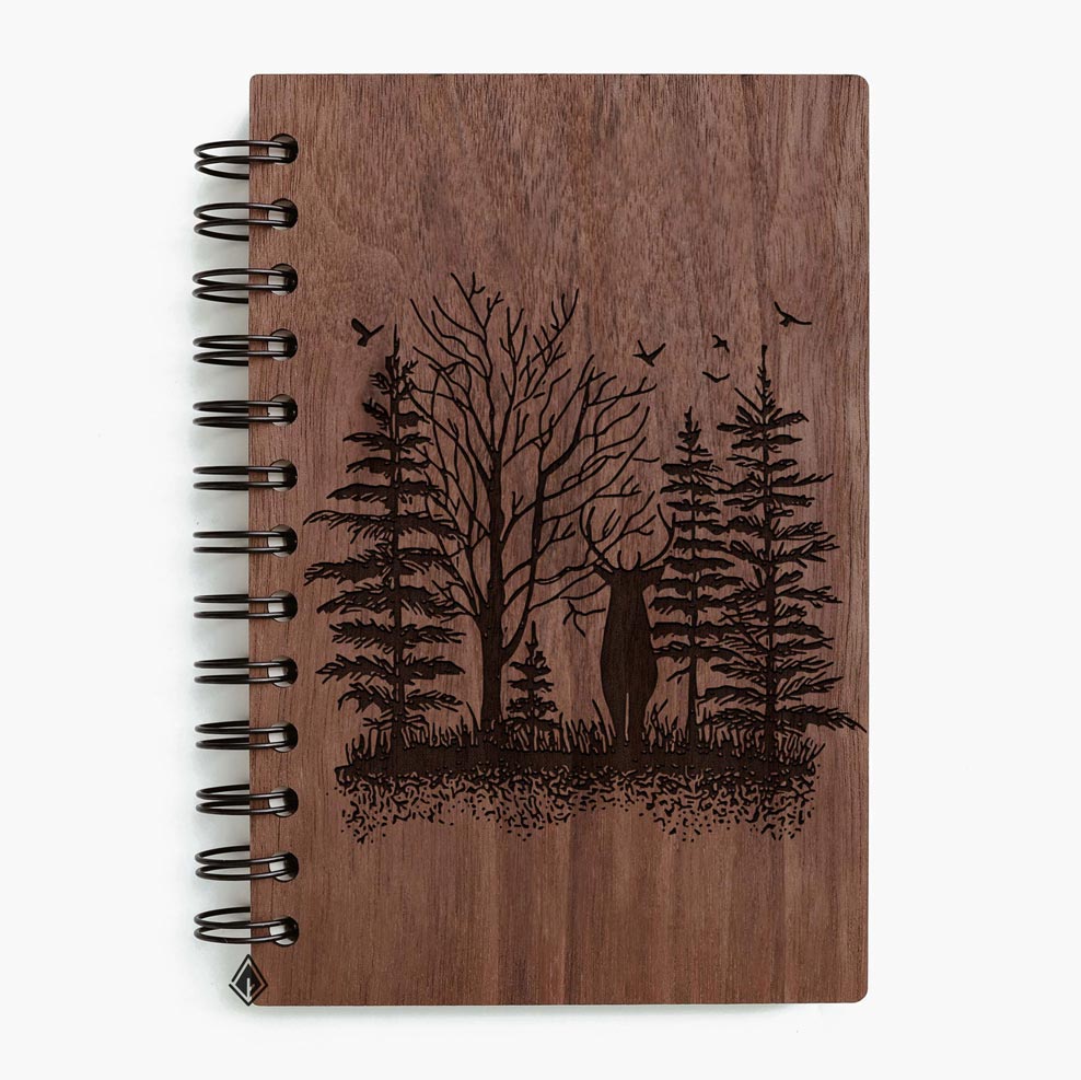 Wild place walnut wooden notebook