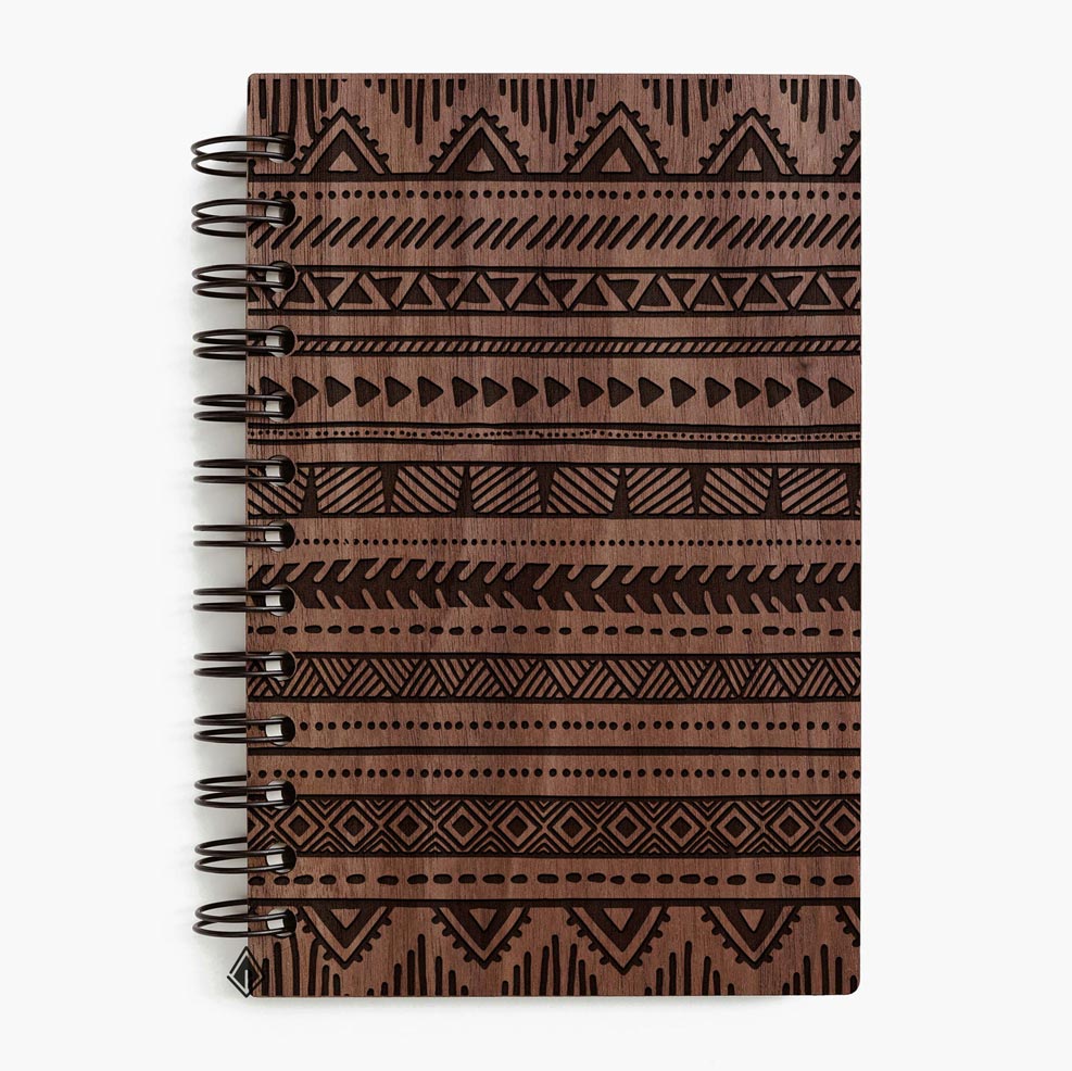 Brocade walnut wooden notebook