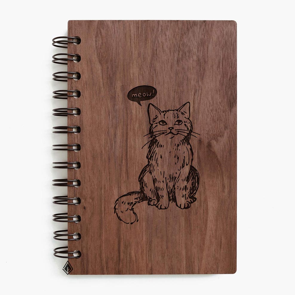 Lovely cats walnut wooden notebook