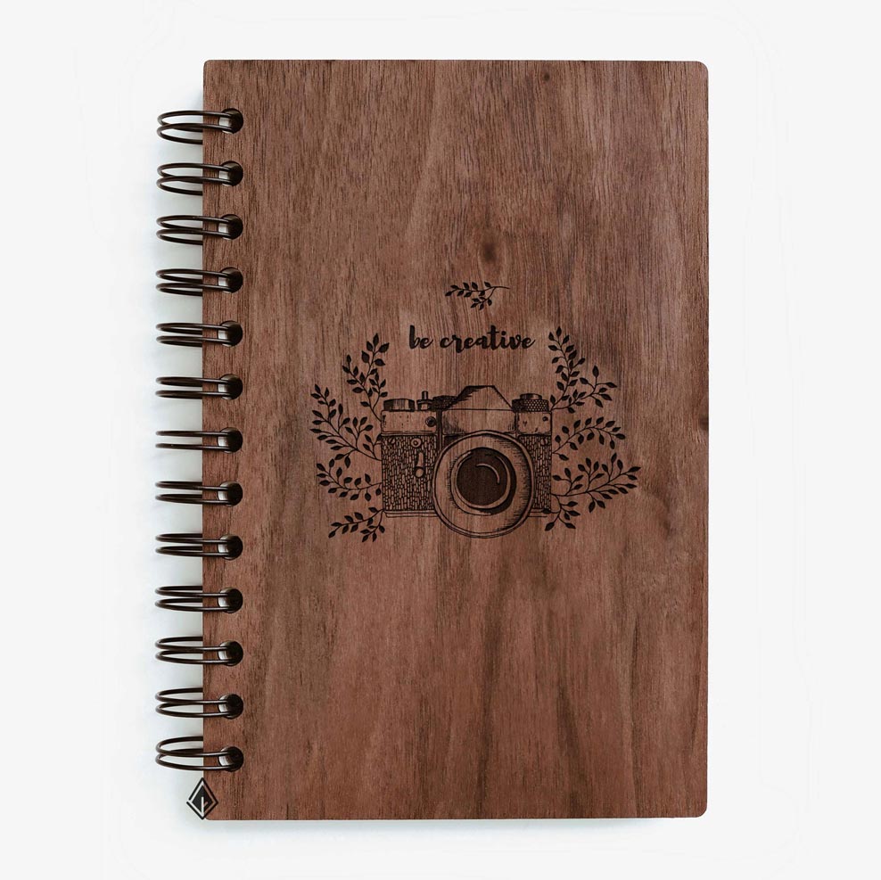 Be creative walnut wooden notebook