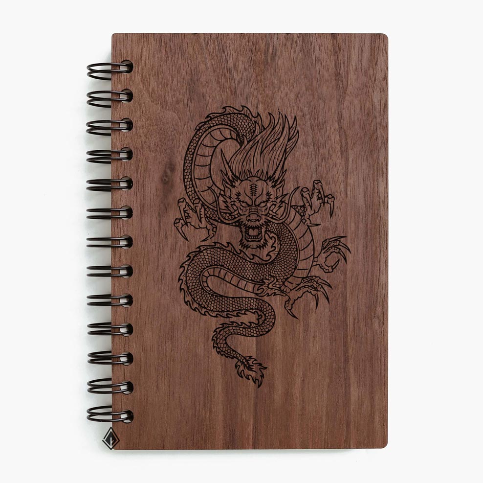 Dragon walnut wooden notebook