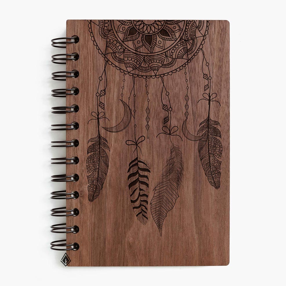 Dreamcatcher walnut wooden notebook
