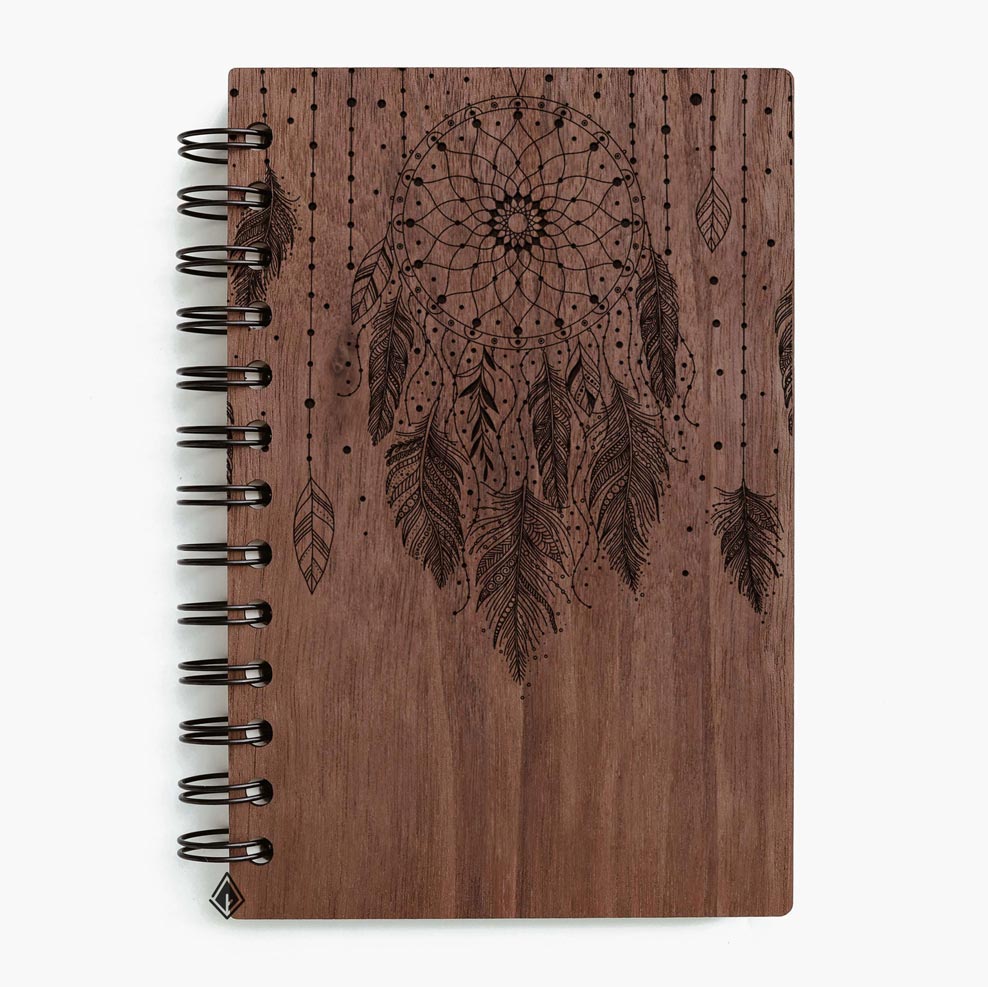 Dreamcatcher walnut wooden notebook