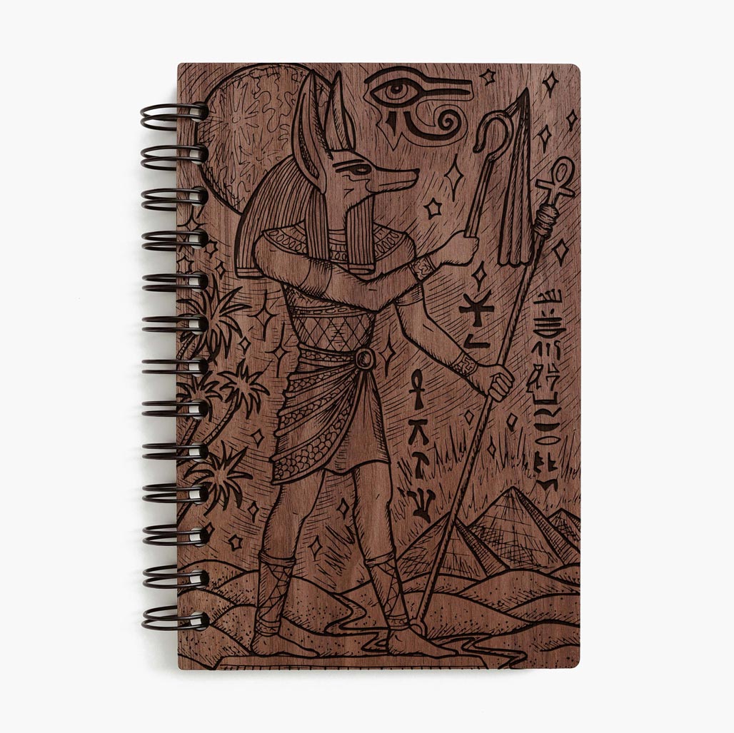 Anubis walnut wooden notebook