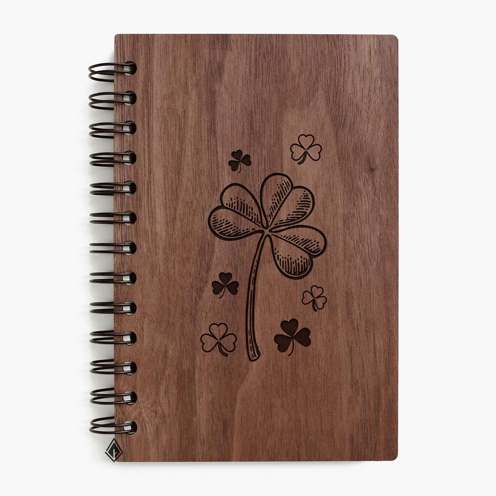 Shamrock walnut wooden notebook