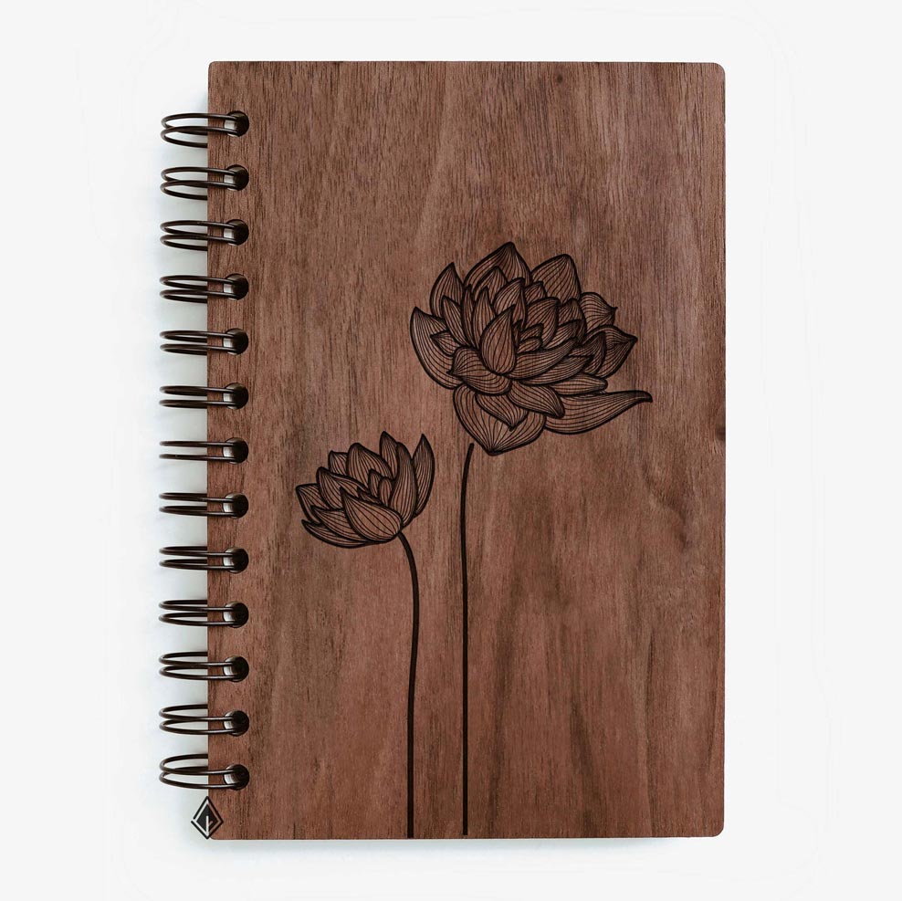 Lotus walnut wooden notebook