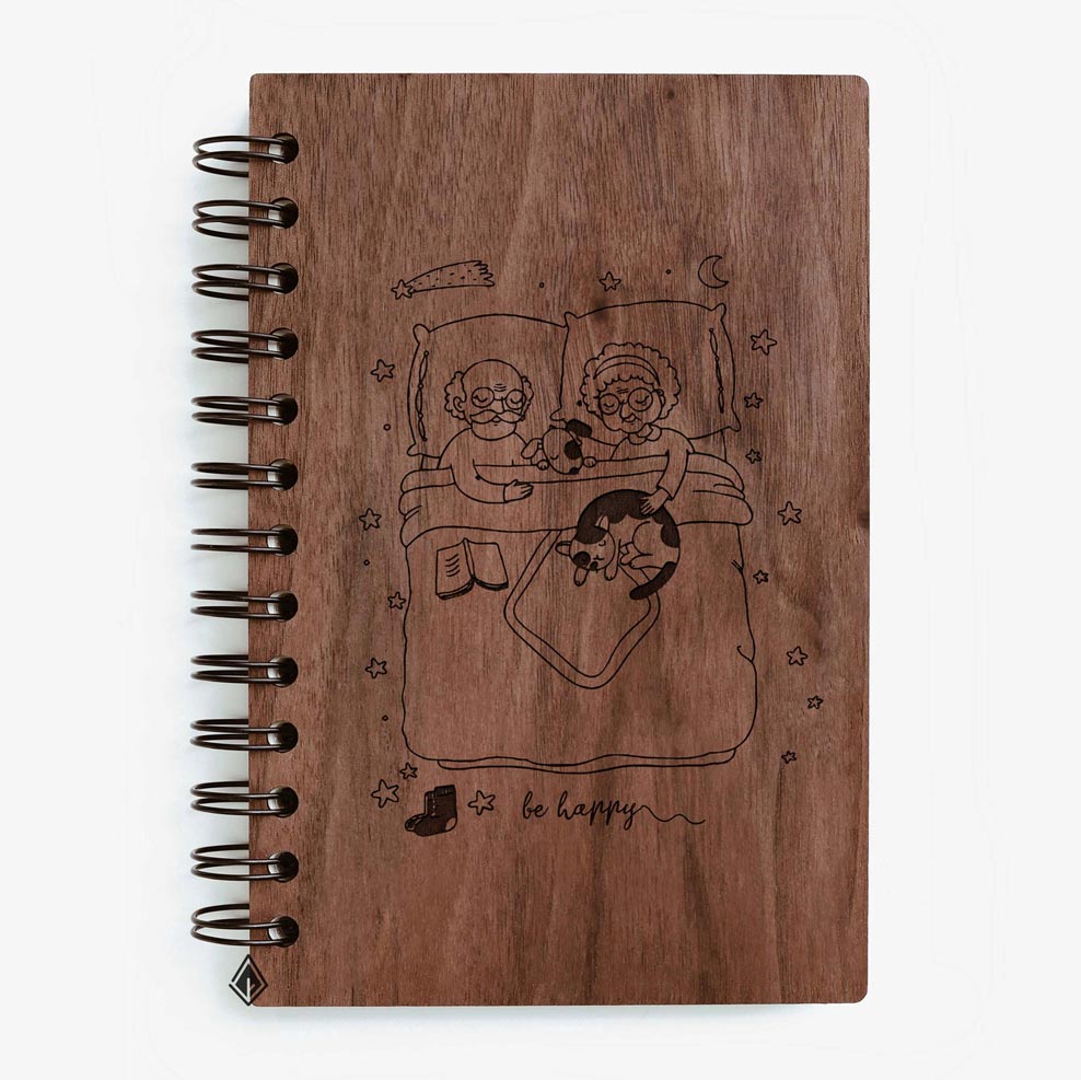 Get old together walnut wooden notebook