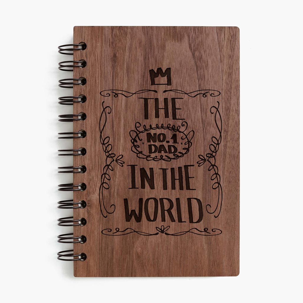 Super Dad walnut wooden notebook