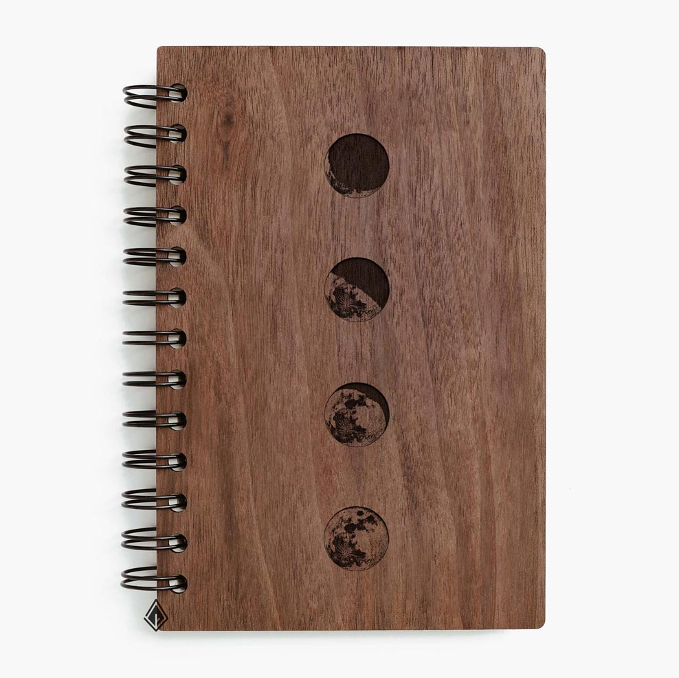 Universe walnut wooden notebook