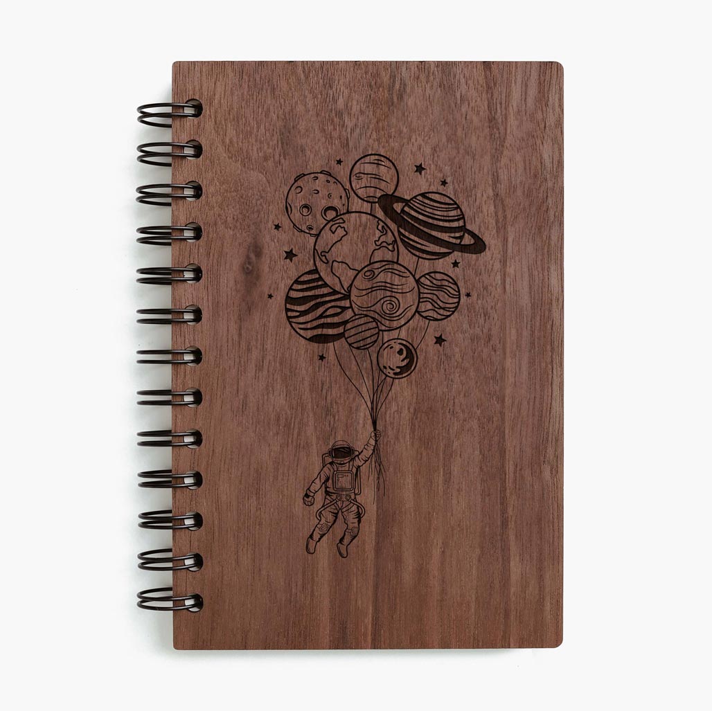 Astronauts WALNUT WOODEN NOTEBOOK