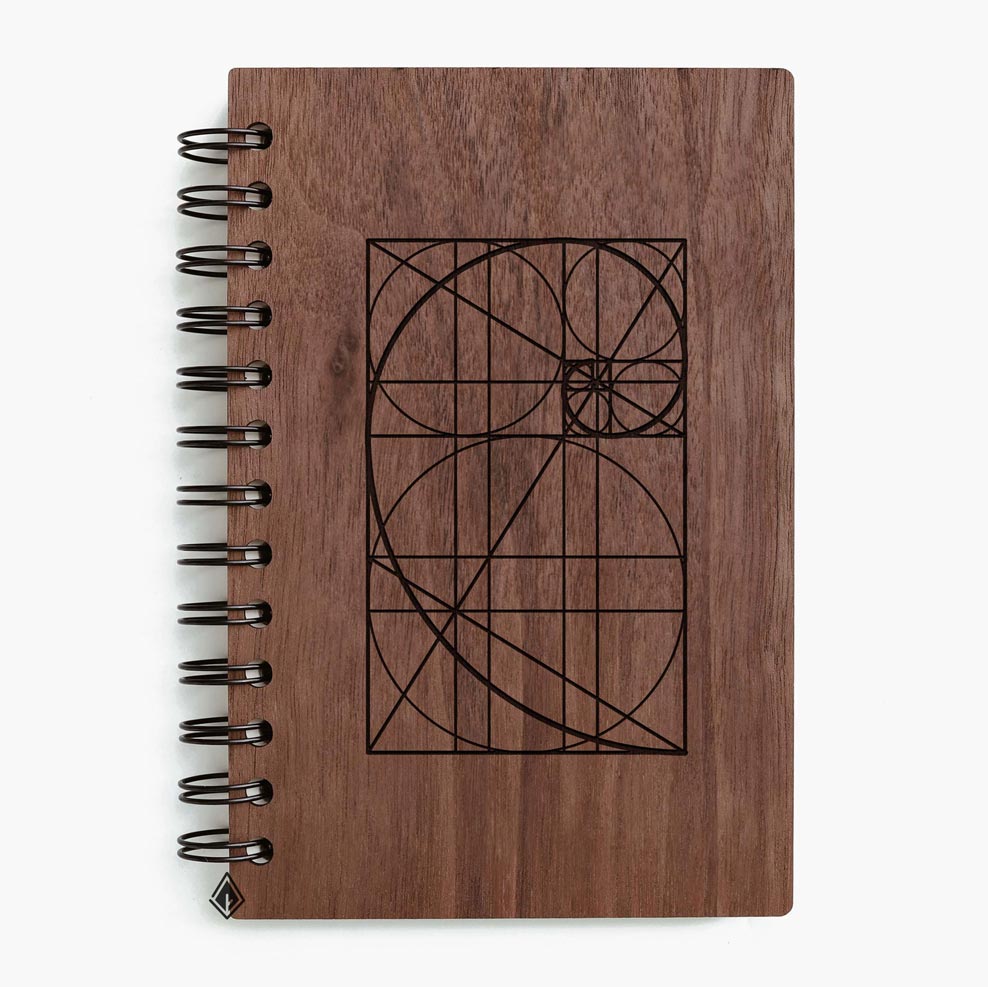 Golden ratio walnut wooden notebook