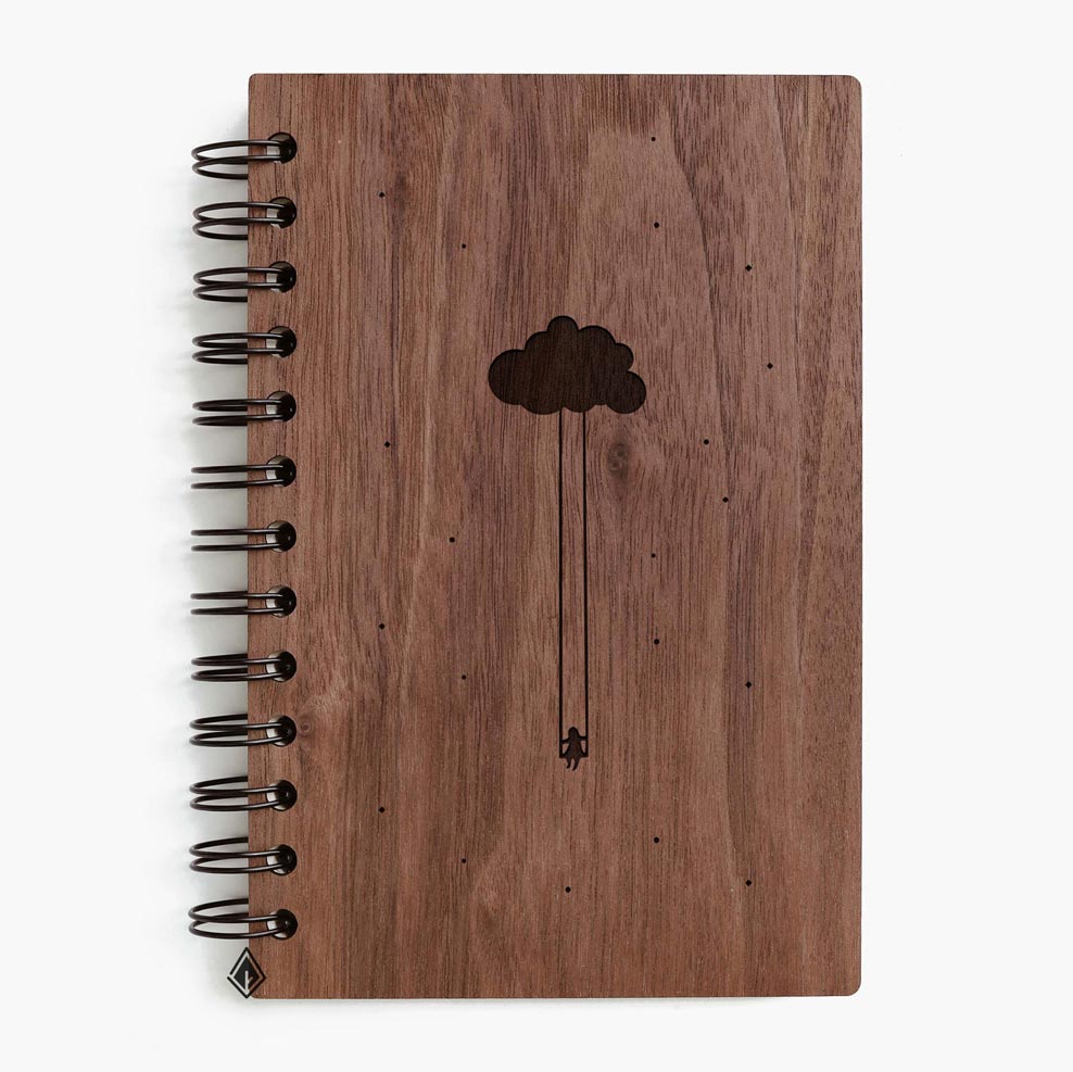 Cloudy girl walnut wooden notebook