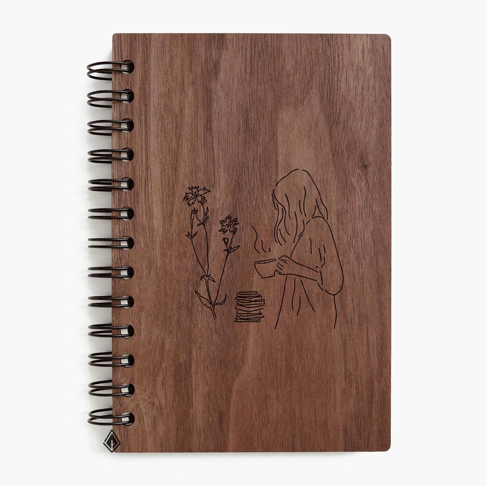 Girl walnut wooden notebook