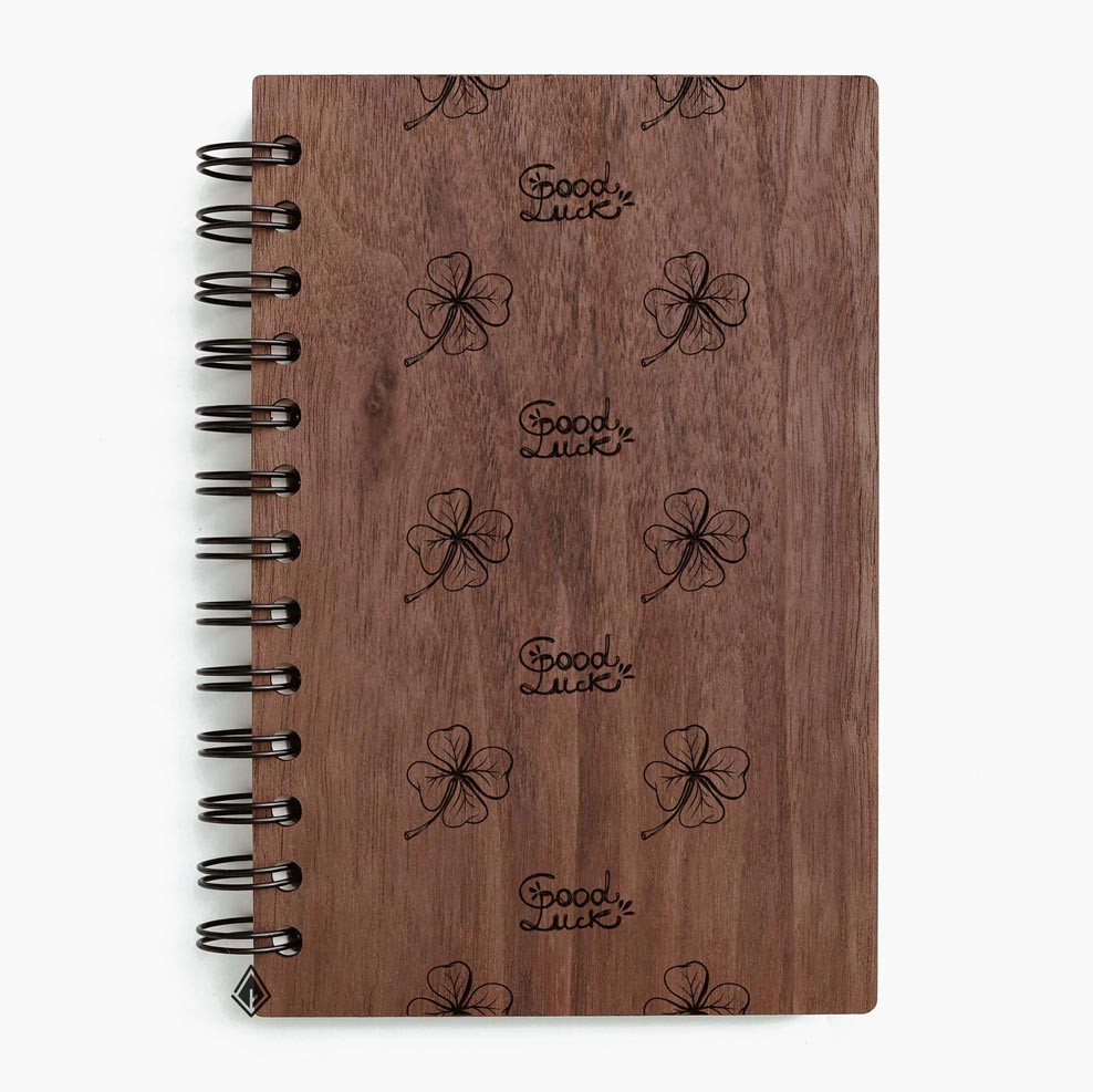 Clover walnut wooden notebook