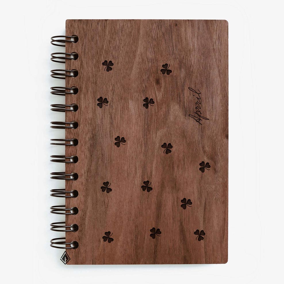 Shamrock walnut wooden notebook
