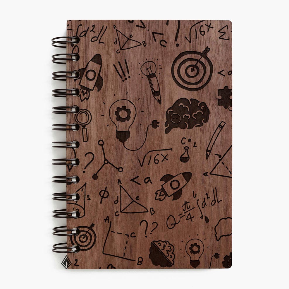 Science loving walnut wooden notebook