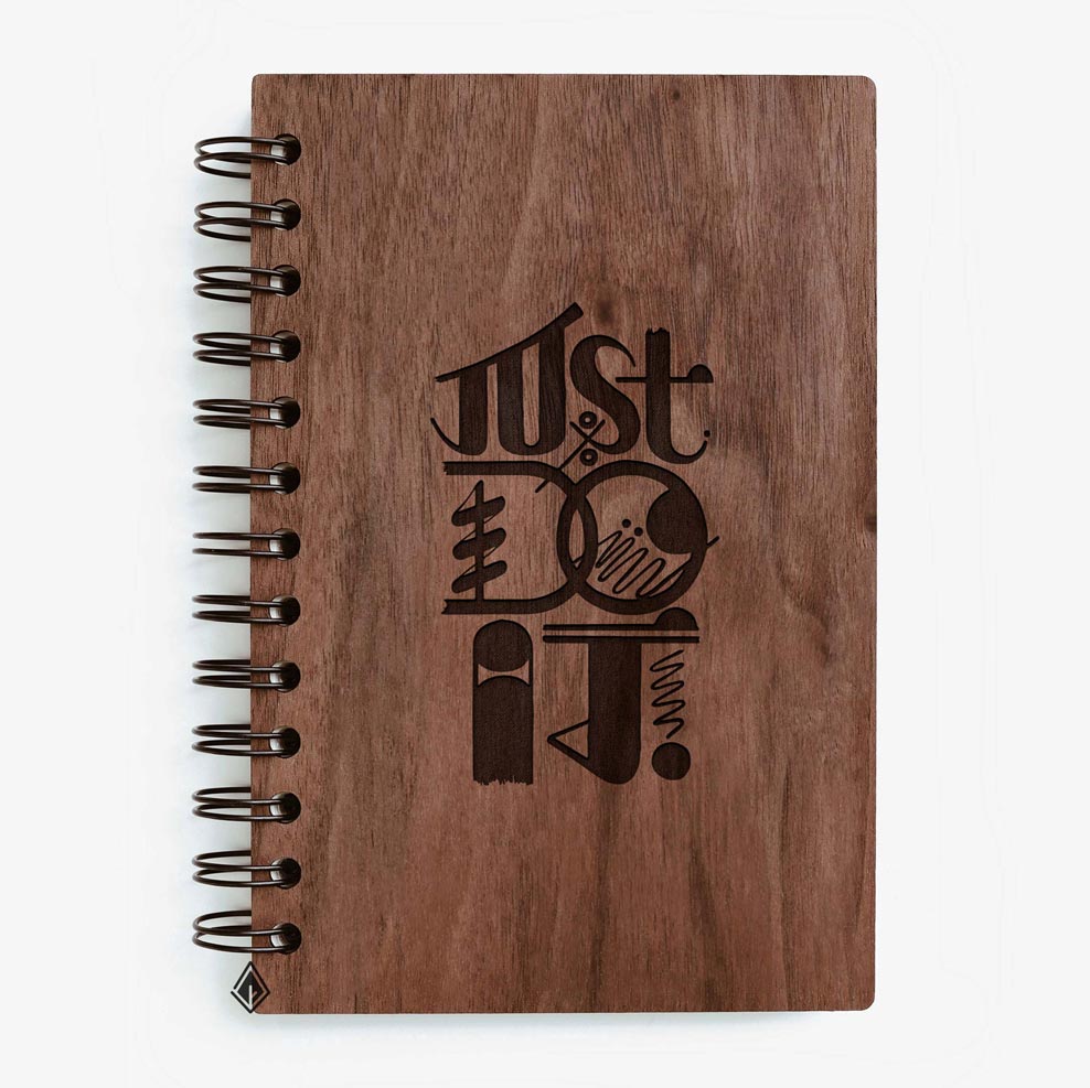 Just do it walnut wooden notebook